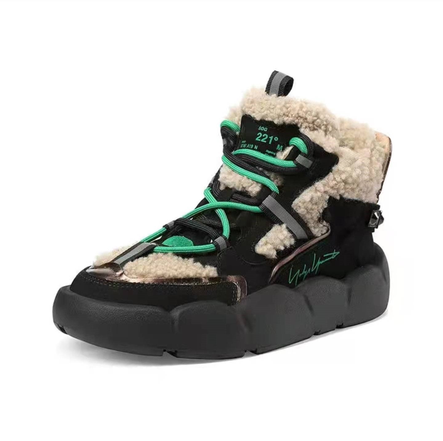 Winter lambs wool platform high-top shoes