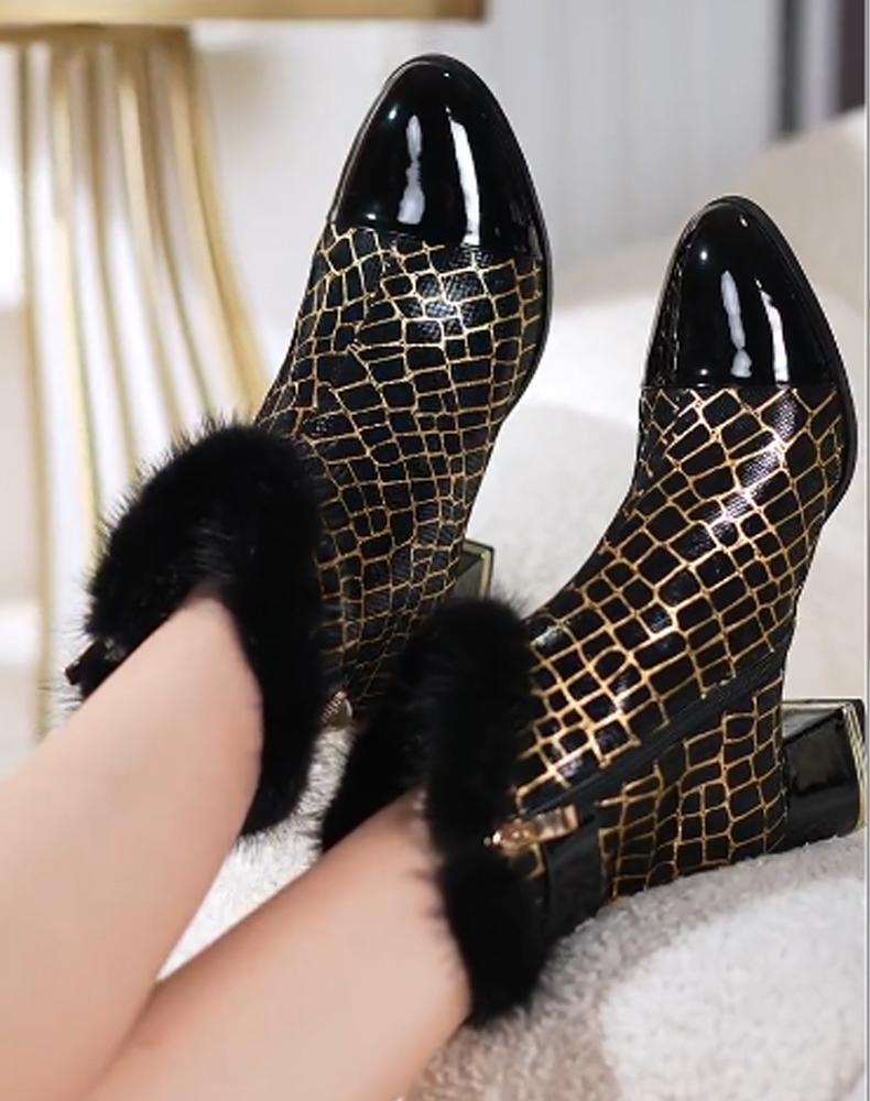 New thick heel light luxury high-end leather shoes