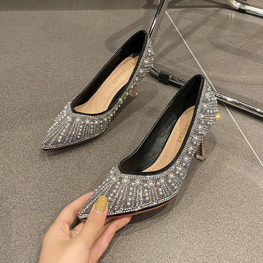 French pearl rhinestone casual shoes