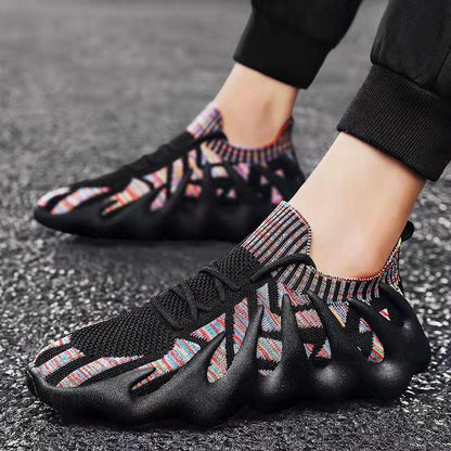 Couples stretch breathable wide foot flyknit casual shoes