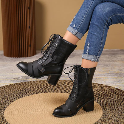 New retro ankle boots with thick heel