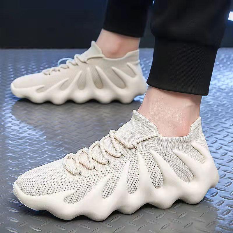 Couples stretch breathable wide foot flyknit casual shoes