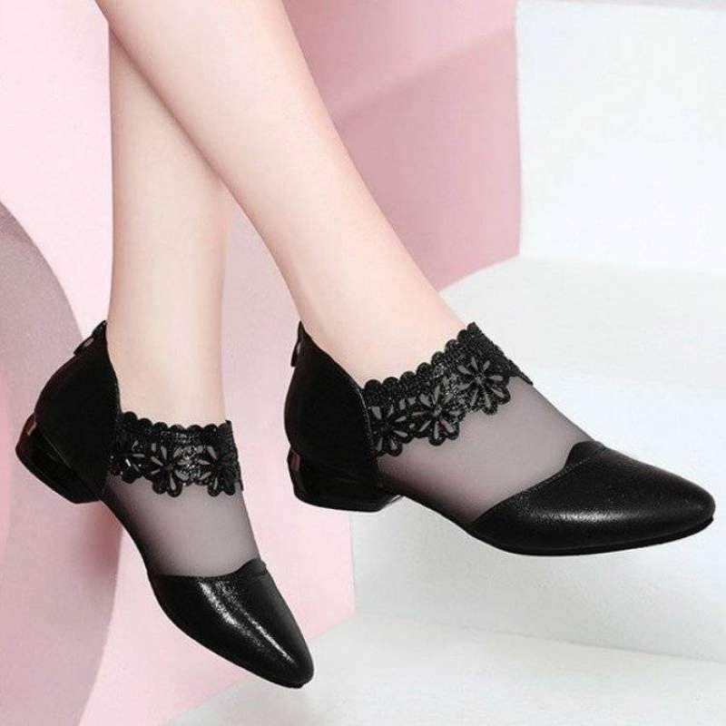 New comfortable and versatile flat mesh stiletto women's shoes