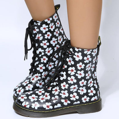 Autumn and winter new printed high top Martin boots