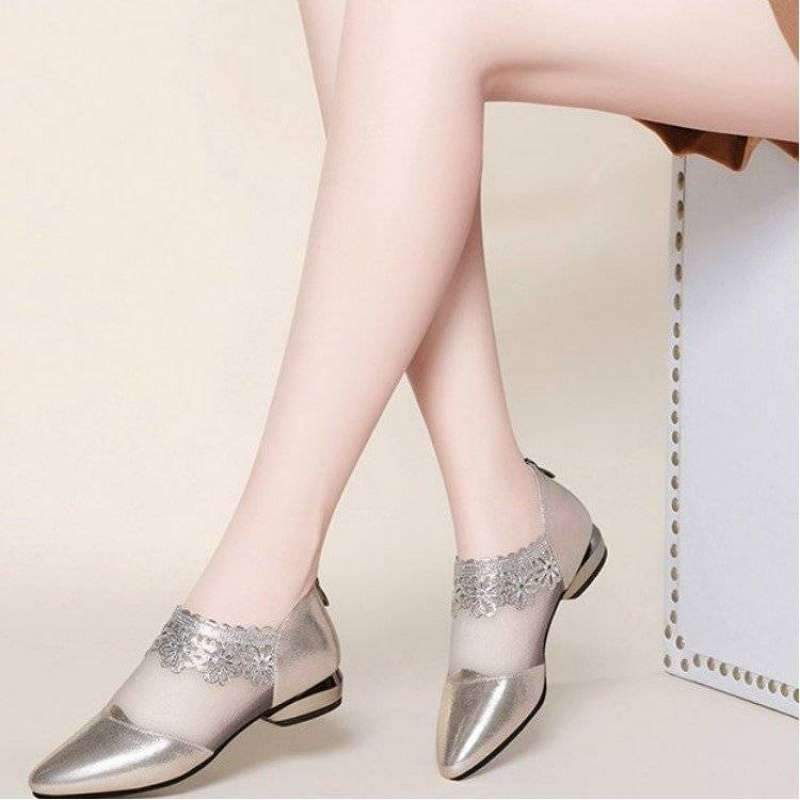 New comfortable and versatile flat mesh stiletto women's shoes