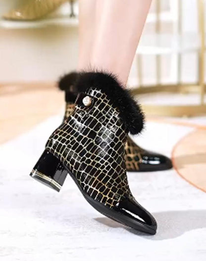 New thick heel light luxury high-end leather shoes