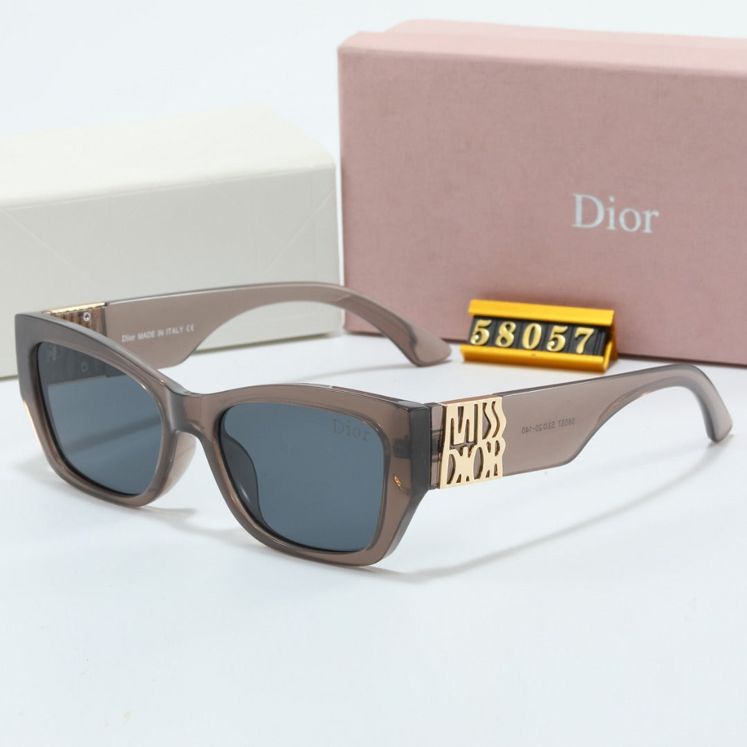 Metal Signature Temples Rectangular Sunglasses