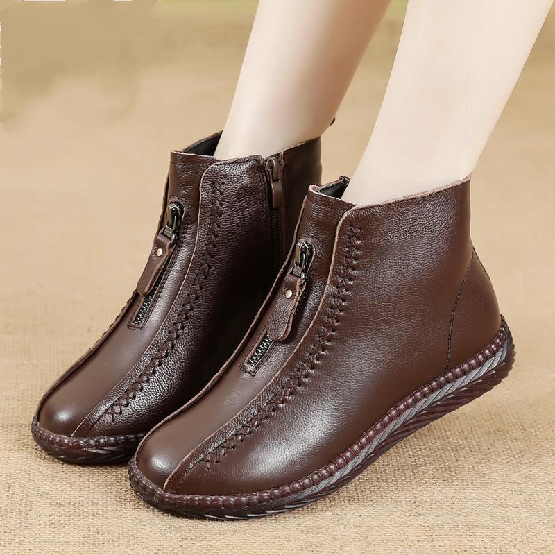 New winter fleece retro leather shoes